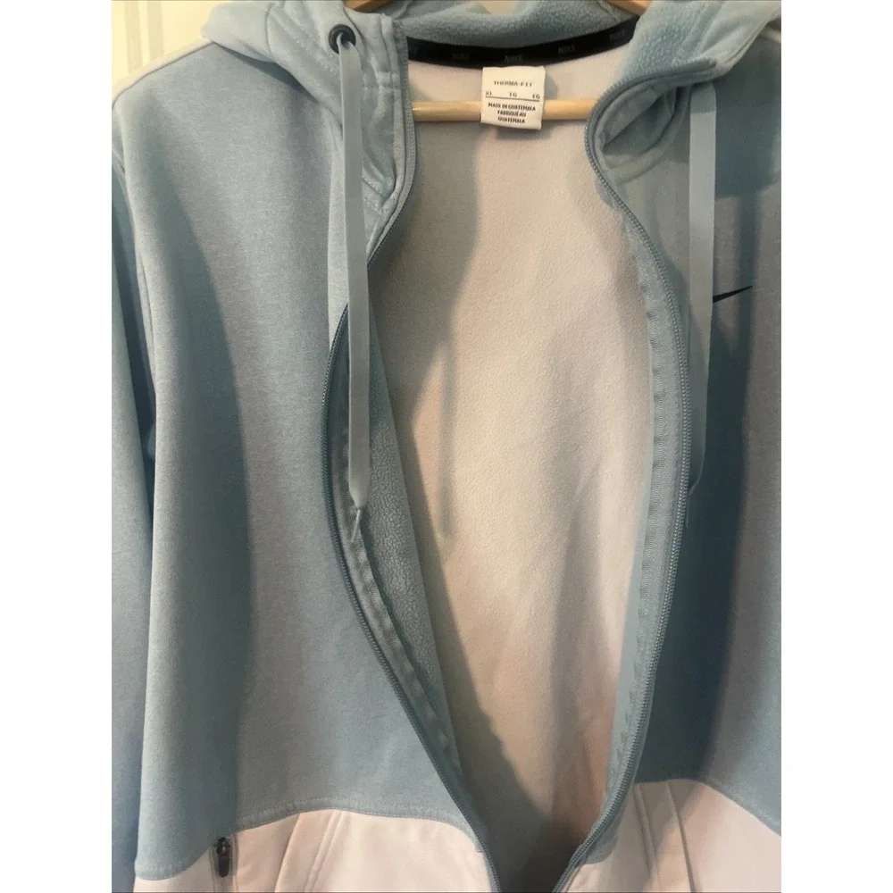 Nike Hoodie Mens XL‎ Baby Blue Therma-FIT Full Zip Fleece Jacket Sweatshirt